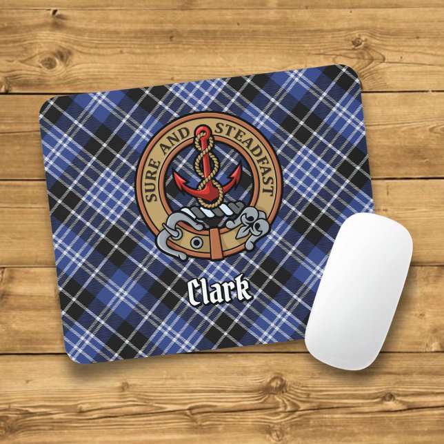 Clan Clark Crest over Tartan Mouse Pad (Creator Uploaded)