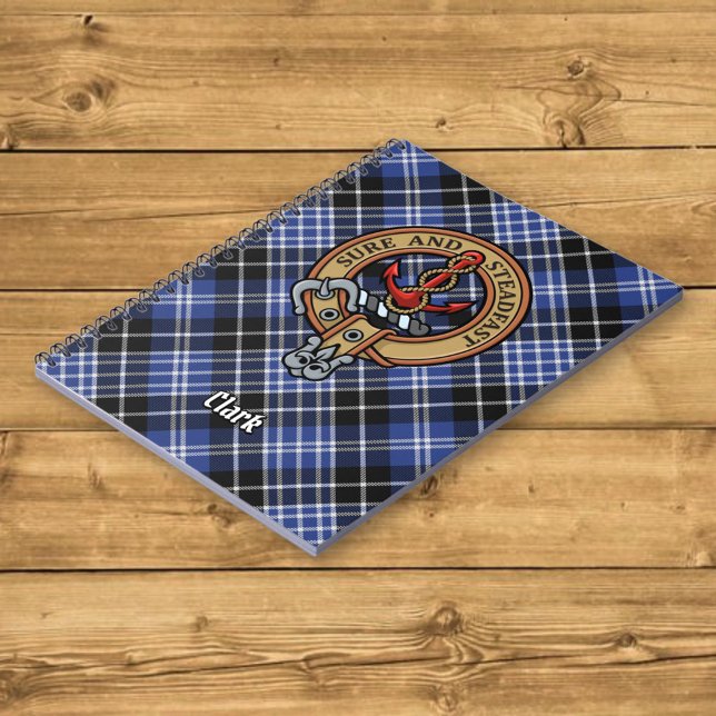 Clan Clark Crest over Tartan Notebook (Creator Uploaded)