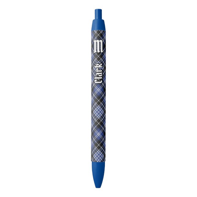 Clan Clark Tartan Blue Ink Pen (Front Vertical)