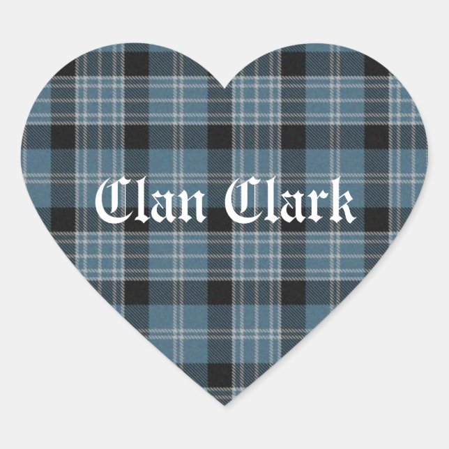 Clan Clark Tartan Heart Sticker (Front)