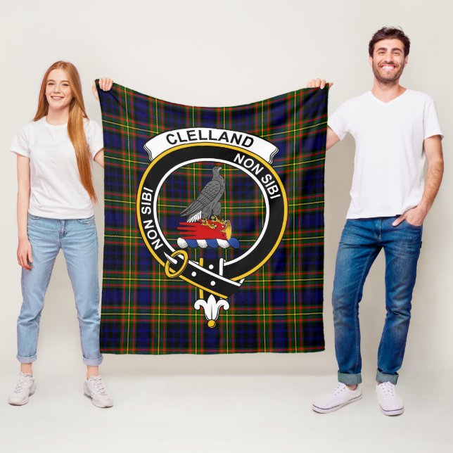 Clan Clelland Tartan Plaid Fleece Blanket (In Situ)