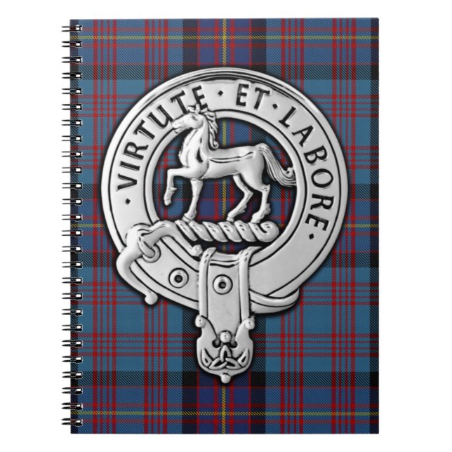 Clan Cochrane Crest & Azure Tartan Notebook (Front)