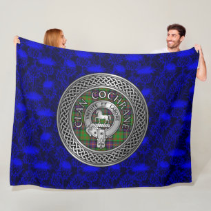 Clan Cochrane Crest & Tartan Knot Fleece Blanket