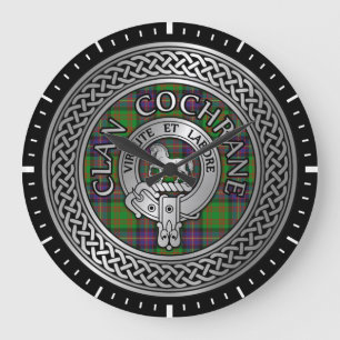 Clan Cochrane Crest & Tartan Knot Large Clock