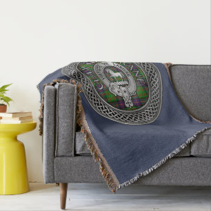 Clan Cochrane Crest & Tartan Knot Throw Blanket