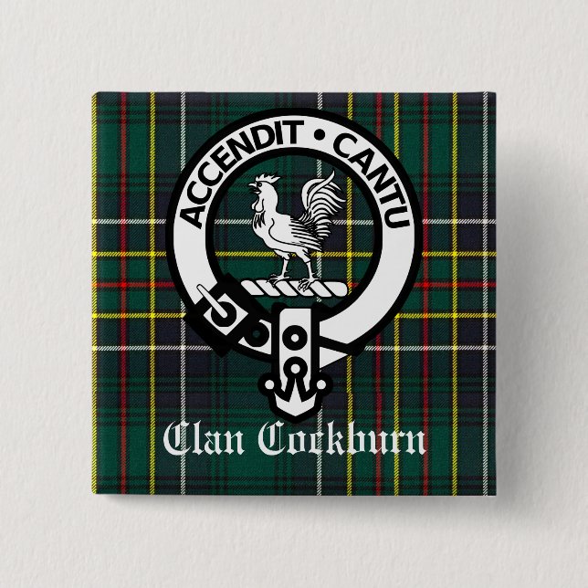 Clan Cockburn Crest Badge and Tartan (Front)
