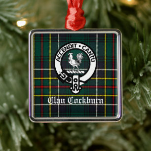 Clan Cockburn Crest Badge and Tartan  Metal Tree Decoration