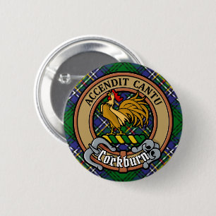 Clan Cockburn Crest over Tartan 6 Cm Round Badge