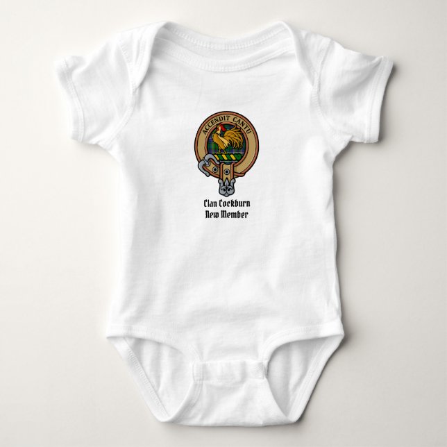 Clan Cockburn Crest over Tartan Baby Bodysuit (Front)