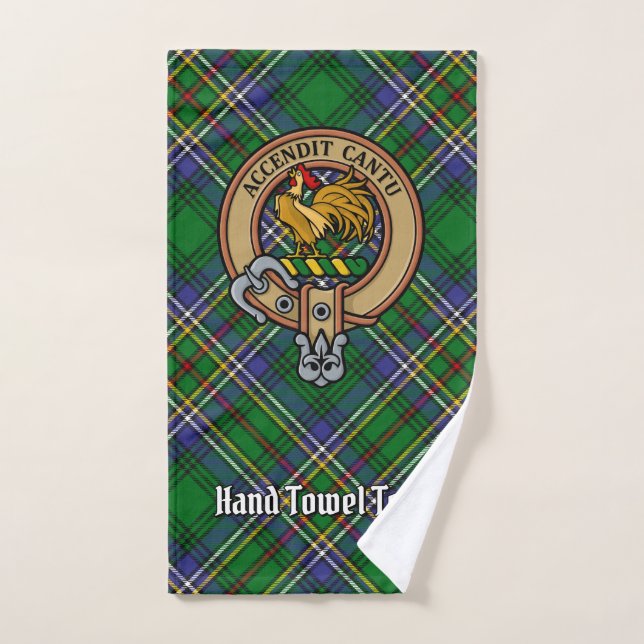 Clan Cockburn Crest over Tartan Bath Towel Set (Hand Towel)