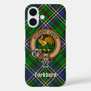 Clan Cockburn Crest over Tartan iPhone 16 Case