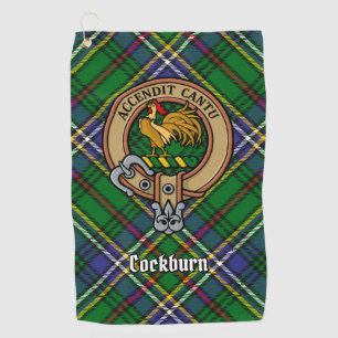 Clan Cockburn Crest over Tartan Golf Towel