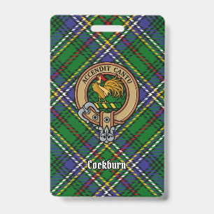 Clan Cockburn Crest over Tartan ID Badge