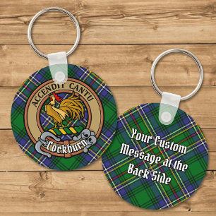 Clan Cockburn Crest over Tartan Key Ring