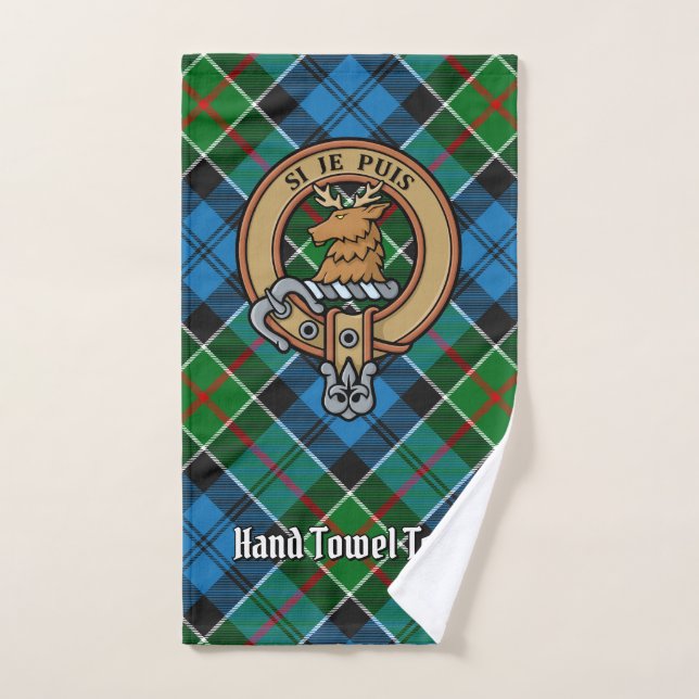 Clan Colquhoun Crest over Tartan Bath Towel Set (Hand Towel)