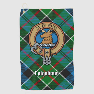 Clan Colquhoun Crest over Tartan Golf Towel