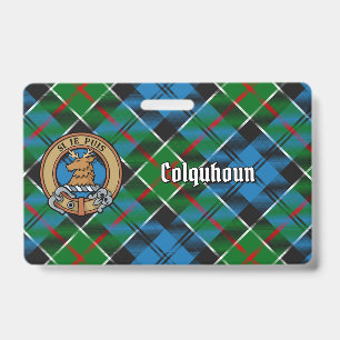 Clan Colquhoun Crest over Tartan ID Badge
