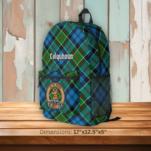 Clan Colquhoun Crest over Tartan Printed Backpack