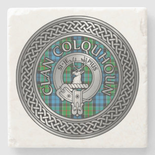 Clan Colquhoun Crest & Tartan Knot Stone Coaster