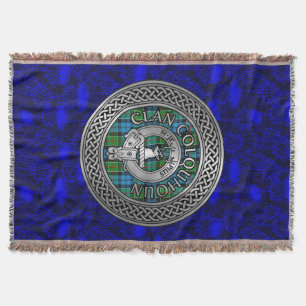 Clan Colquhoun Crest & Tartan Knot Throw Blanket
