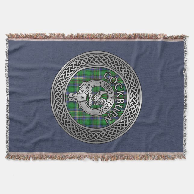 Clan Colquhoun Crest & Tartan Knot Throw Blanket (Front)