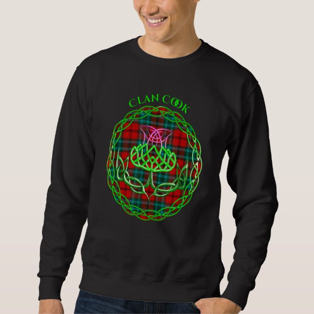 Clan Cook Scottish Tartan Celtic Thistle Sweatshirt (Front)