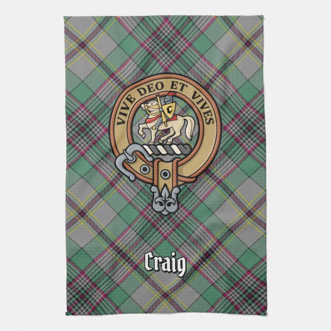 Clan Craig Crest Kitchen Towel (Vertical)