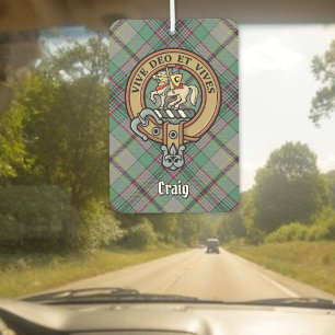 Clan Craig Crest over Tartan Car Air Freshener