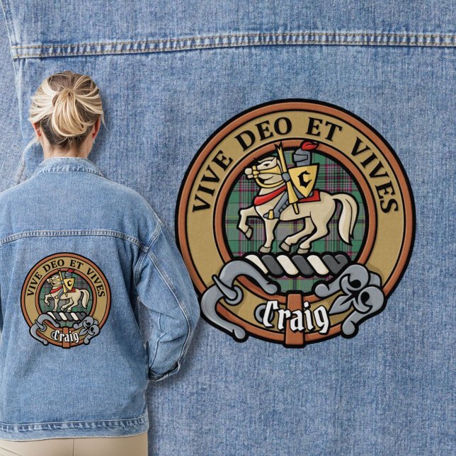 Clan Craig Crest over Tartan Denim Jacket (Creator Uploaded)