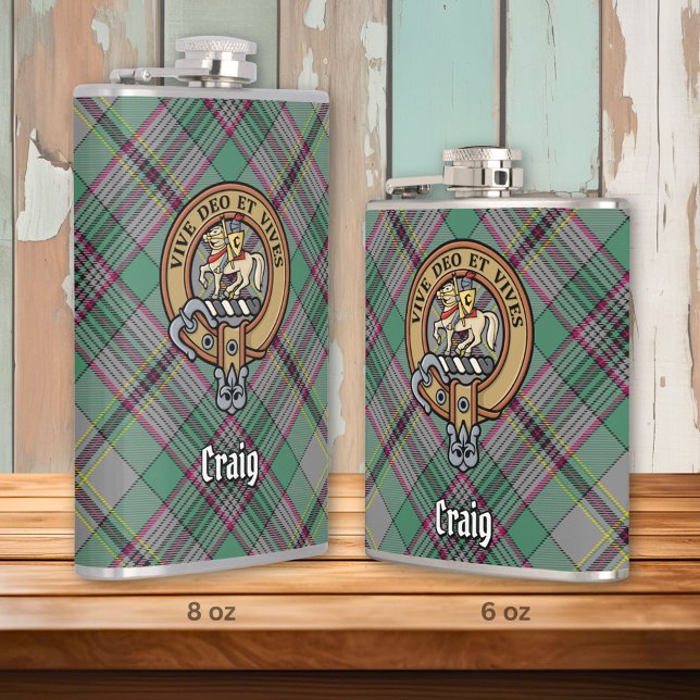 Clan Craig Crest over Tartan Hip Flask (Creator Uploaded)