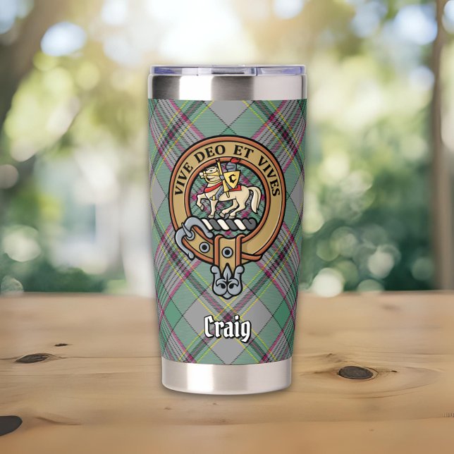 Clan Craig Crest over Tartan Insulated Tumbler (Creator Uploaded)