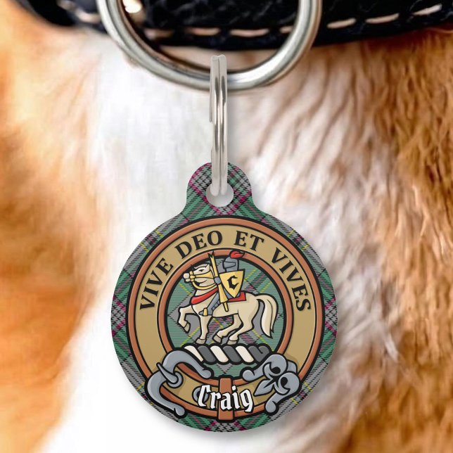 Clan Craig Crest over Tartan Pet Tag (Creator Uploaded)