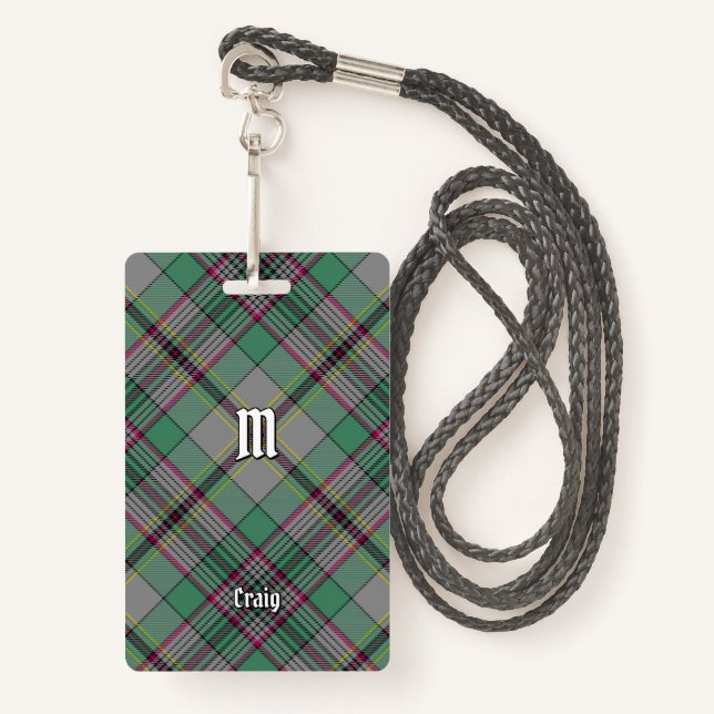 Clan Craig Tartan Badge ID Badge (Front with Lanyard)