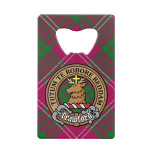 Clan Crawford Crest over Tartan