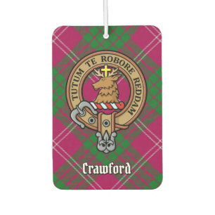 Clan Crawford Crest over Tartan Car Air Freshener