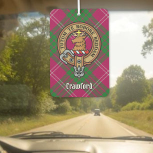 Clan Crawford Crest over Tartan Car Air Freshener