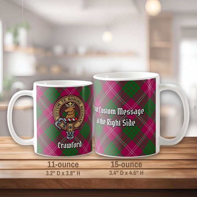 Clan Crawford Crest over Tartan Coffee Mug (Creator Uploaded)