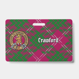 Clan Crawford Crest over Tartan ID Badge