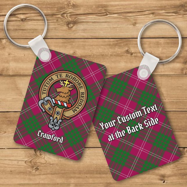 Clan Crawford Crest over Tartan Keychain (Creator Uploaded)