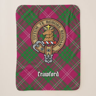 Clan Crawford Crest over Tartan Sherpa Blanket