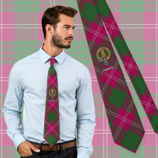 Clan Crawford Crest over Tartan Tie (Creator Uploaded)