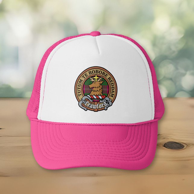 Clan Crawford Crest over Tartan Trucker Hat (Creator Uploaded)