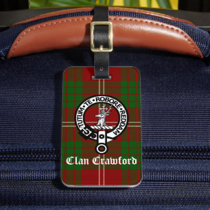 Clan Crawford Crest Tartan Luggage Tag