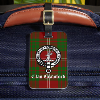 Clan Crawford Crest Tartan Luggage Tag