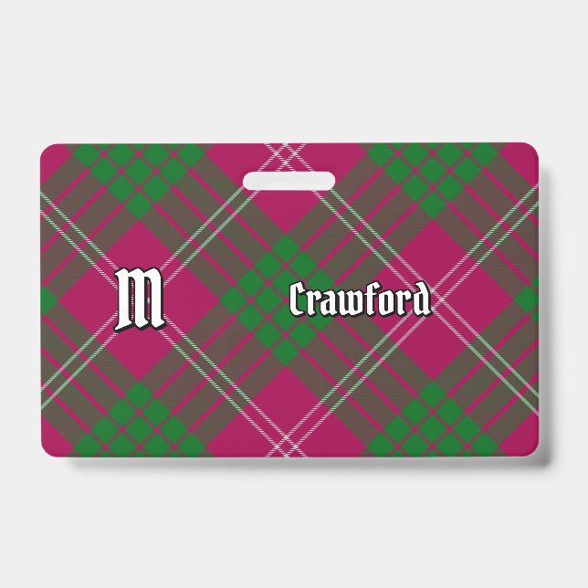 Clan Crawford Tartan Badge ID Badge (Front)
