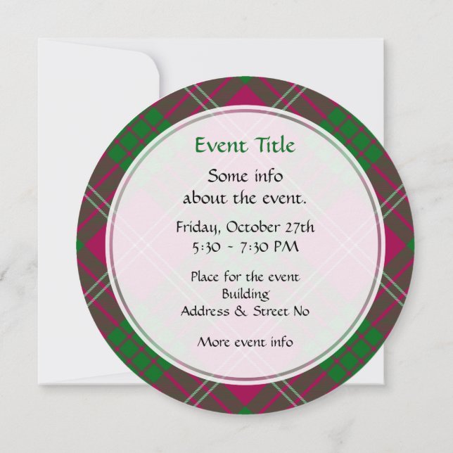 Clan Crawford Tartan Invitation (Back)