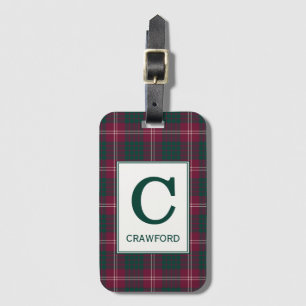 Clan Crawford Tartan Monogrammed Luggage Tag