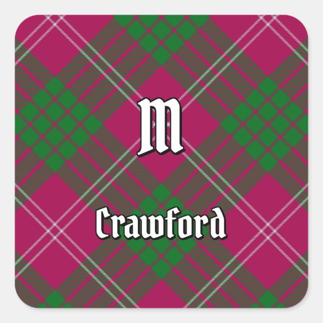Clan Crawford Tartan Square Sticker (Front)
