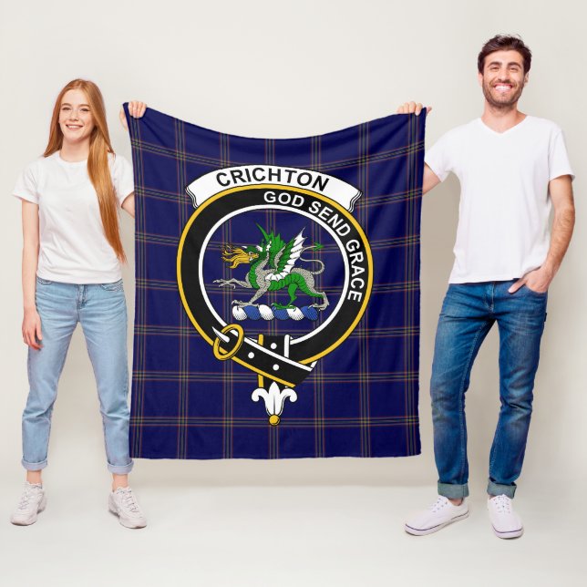 Clan Crichton Tartan Plaid Fleece Blanket (In Situ)