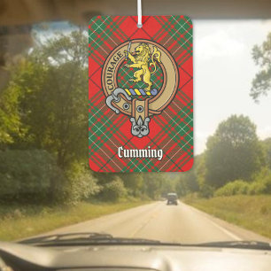 Clan Cumming Crest over Tartan Car Air Freshener